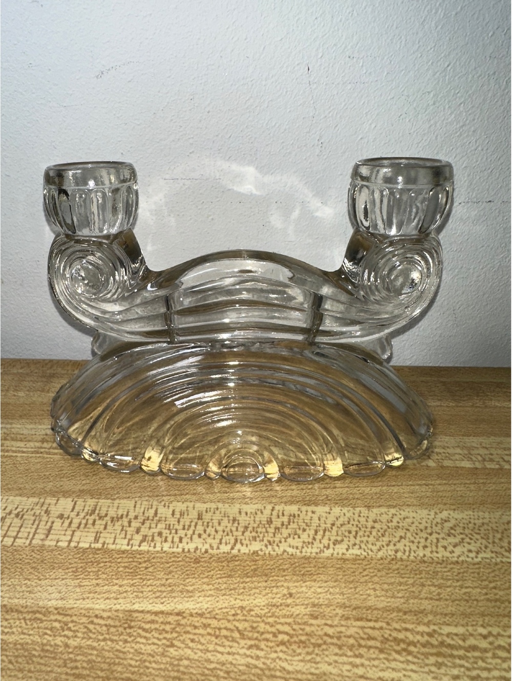 VTG McKee Glass Company "Shell and Scroll" double candlestick holder